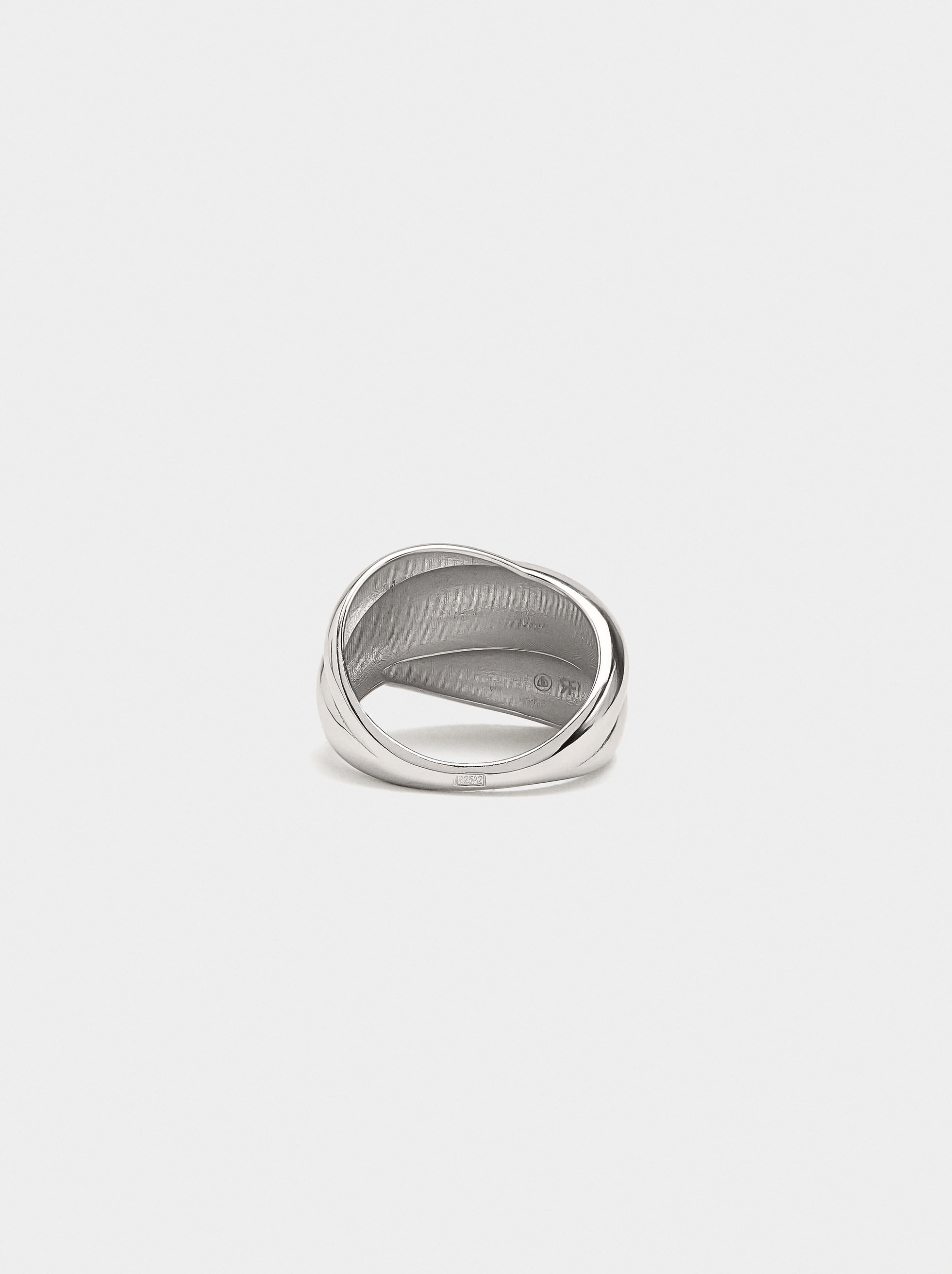 Anello rotondo in rilievo - argento 925