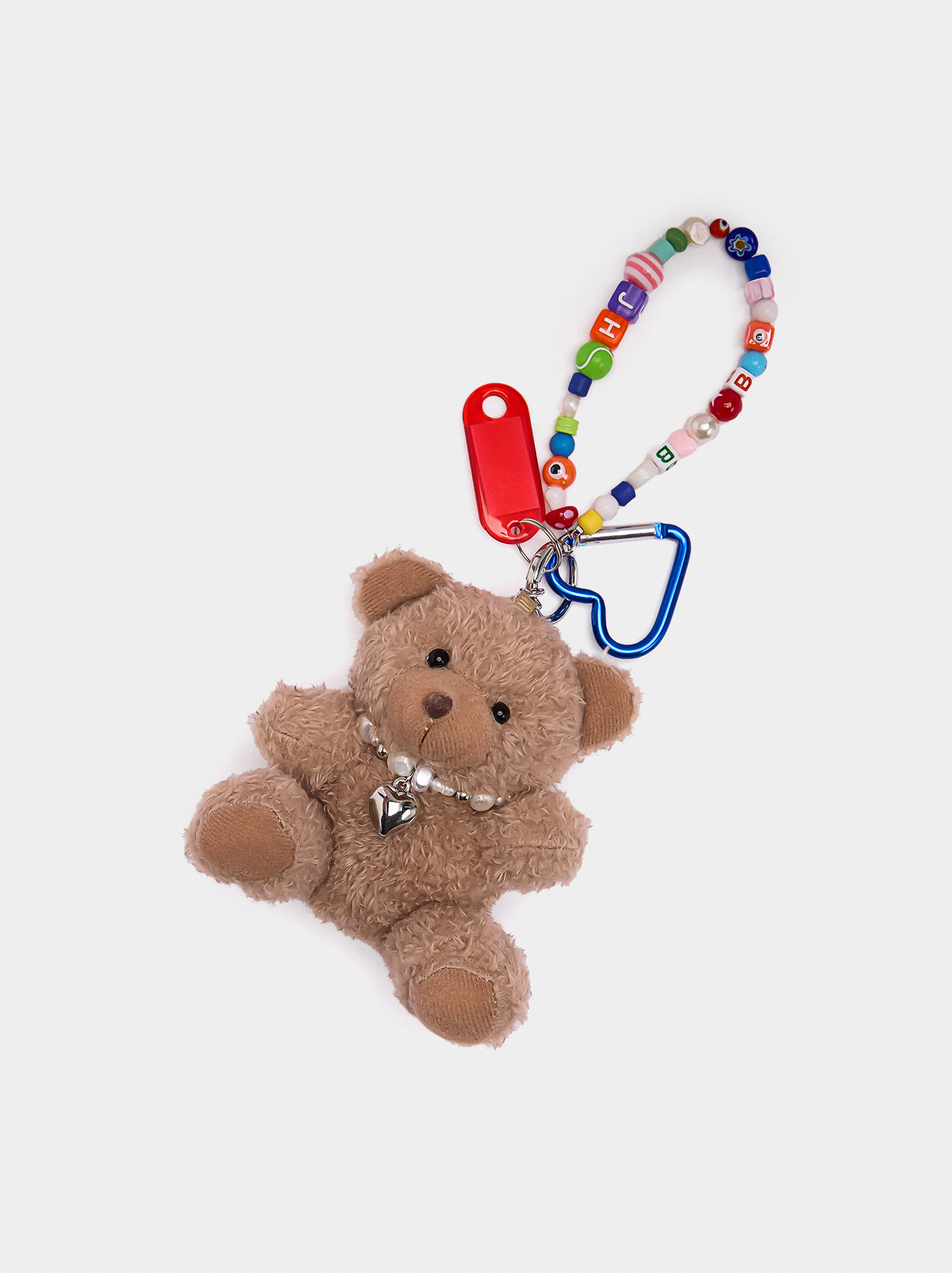 Portachiavi charm orsetto con moschettone a cuore