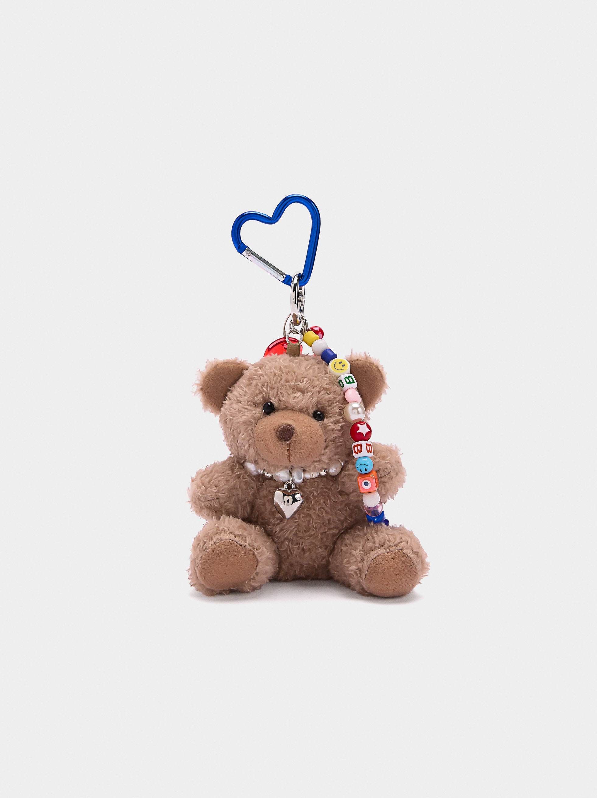 Portachiavi charm orsetto con moschettone a cuore